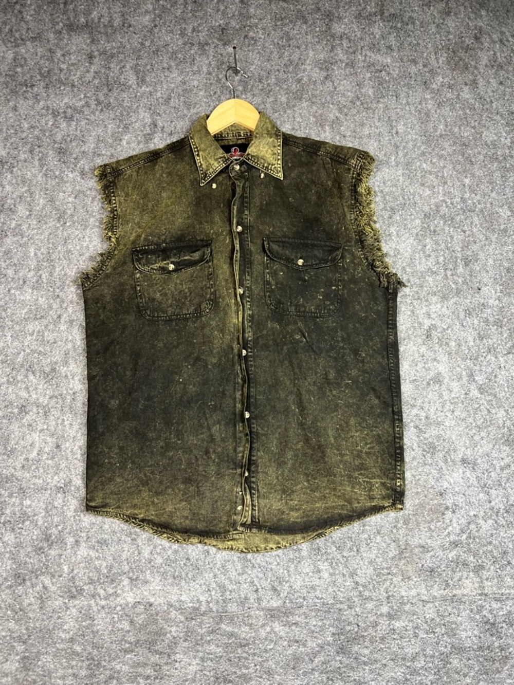 Biker’s Club green denim vest Size XL #biker #denim